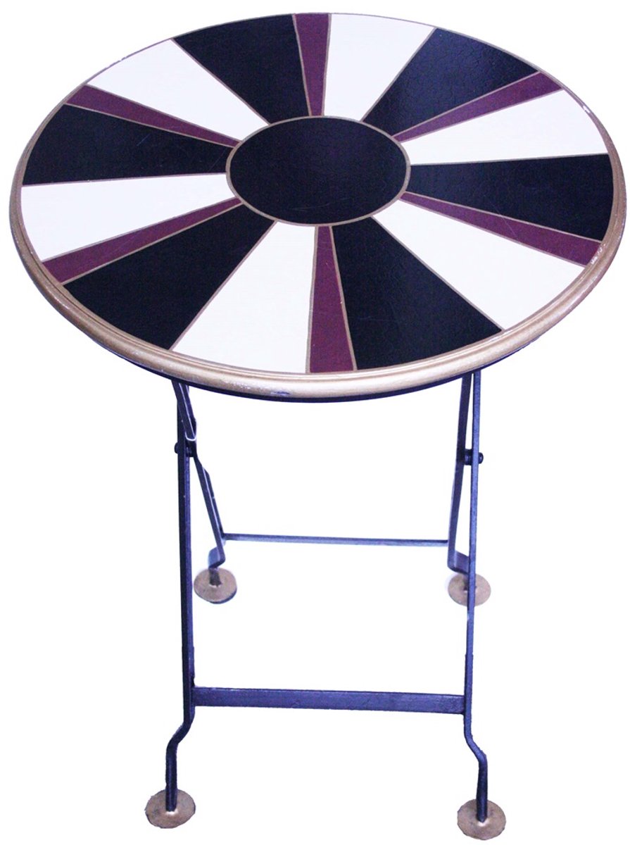Meander Klaptafel rond Bijzettafel zwart wit bordeaux Ø45xH61,5cm Zie foto