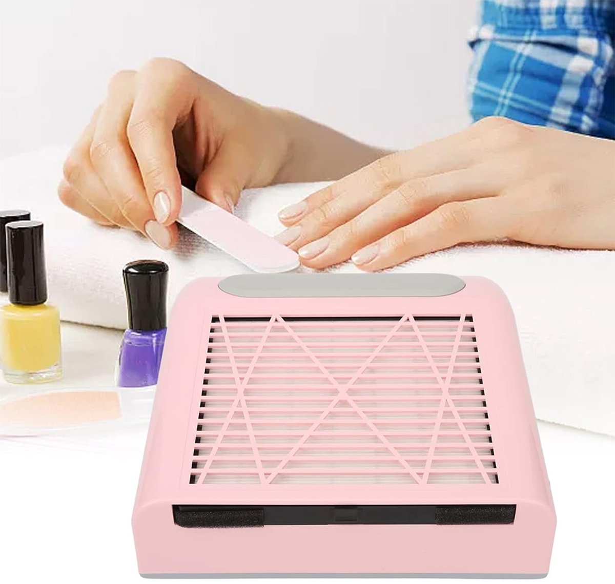 Nagelstofafzuiger - Elektrische Nagelstofabsorber - krachtige ventilator met HEPA-filter - 80W - Roze