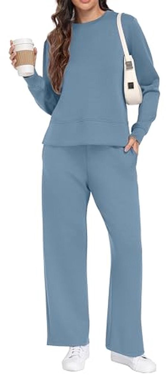 GRECERELLE Tweedelig joggingpak dames trainingspak herfst outfits tracksuit lange mouwen casual crew neck tops en trainingspakken joggingbroek met zakken