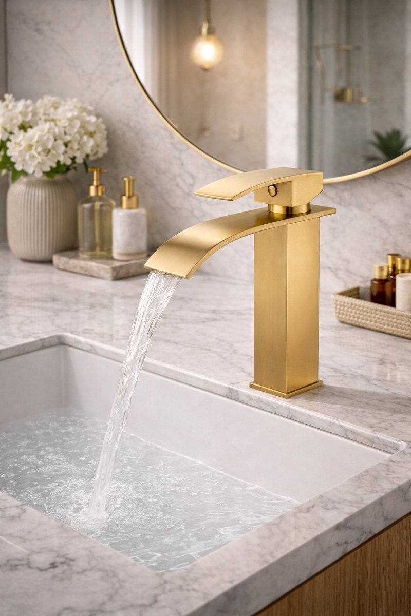 Royale wastafelkraan | Geborsteld goud | Kayvit