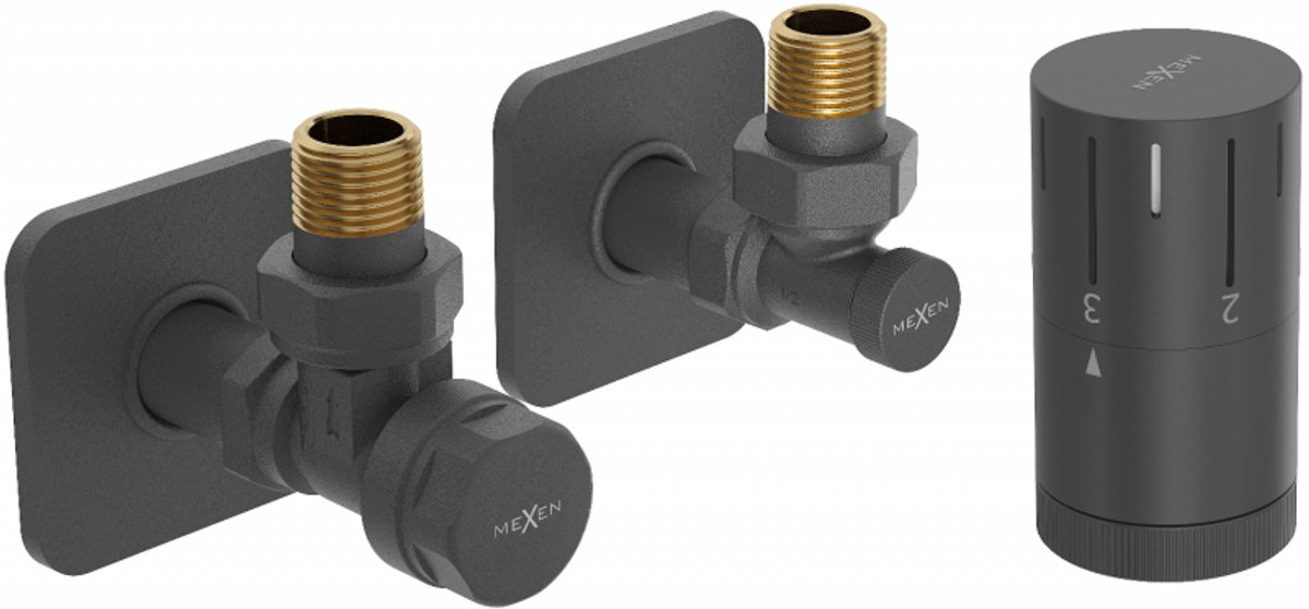 Mexen G05 hoekige thermostaatset met S-afdekking, antraciet - W901-958-909-66