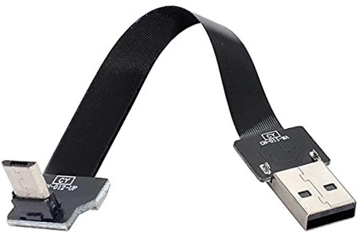 USB 2.0 Type-A naar Micro USB 5Pin Kabel - Platte FPC voor FPV, Disk en Telefoon 20CM
