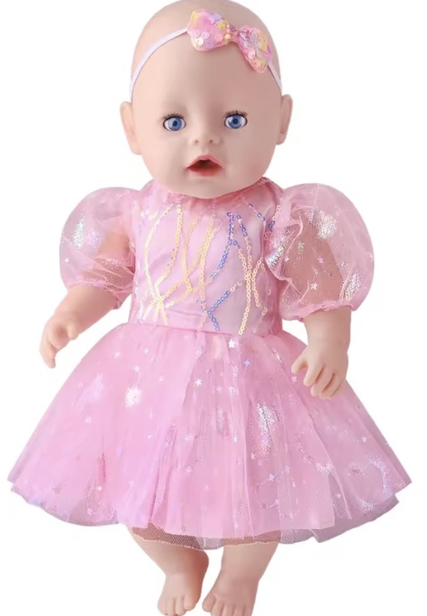 Prinsessenjurk met Strikje – “Geschikt voor Baby Born” - Tule Rok - Accessoire en kleertjes voor je 36 + 43 cm BabyBorn Pop