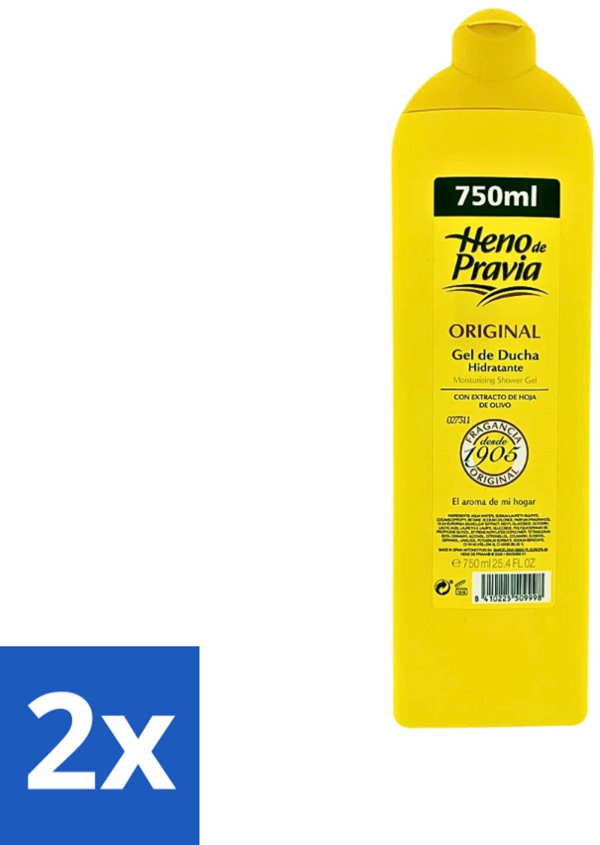 2 x Heno De Pravia - Douchegel - Original Geur - 750 ml - Douchegel - Huidverzorging - Frisheid - Spaanse Geur - Mild Reinigen