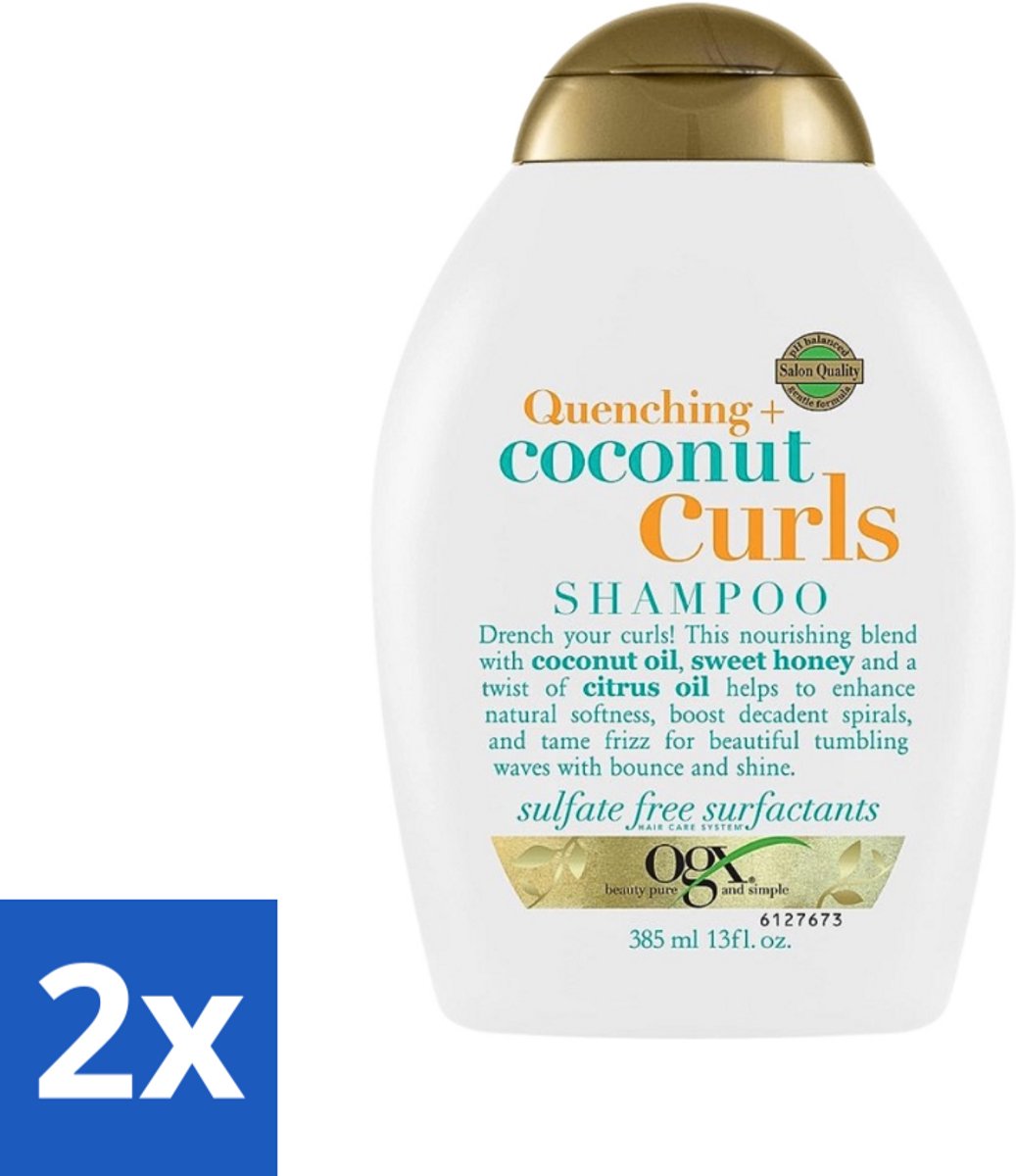 2 x OGX - Coconut Curls - Shampoo - Krulverzorging - Hydraterend - 385 ml - Krulverzorging - Kokosolie - Krullen - Pluis - Kruldefinitie