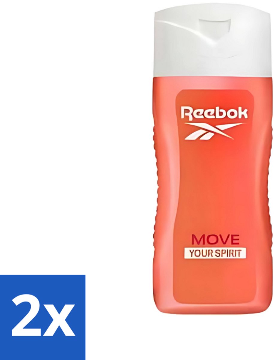 2 x Reebok - Move Your Spirit - Douchegel - 400 ml - Douchegel - Granaatappel - Citrus - Aloe Vera - Gezin