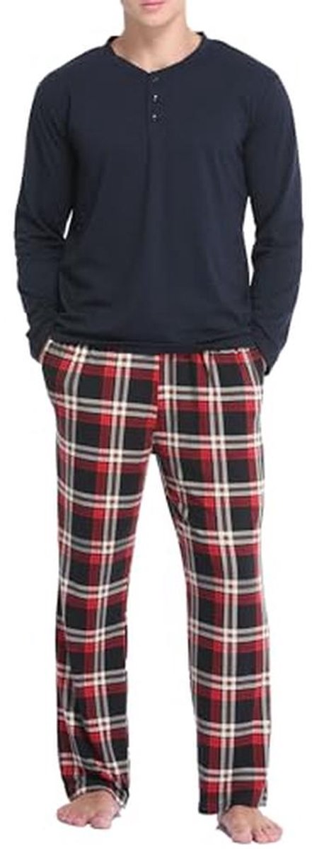 Heren Pyjama Sets Tweedelige Pyjamaset met Lange Mouwen en Lange Broek S-XXL