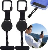 Smartphone Veiligheidskoord - 2 stuks - Uittrekbaar Veiligheidskoord - Telefoon Lanyard Anti-Diefstal - Snijvast Stalen Veiligheidskabel - Telefoonriem met Karabijnhaak - Intrekbare Broekclip Karabijnhaak Sleutelkoord - Telefoonkoord voor Wintersport