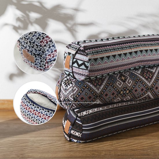 #DoYourYoga Tarik Cilinder yogabolster met bio-organische boekweit, wasbare overtrek van 100% katoen, 68 cm x 22 cm, yogakussen meditatie /zit /zafukussen voor Yin Yoga van Merkloos — afbeelding 3