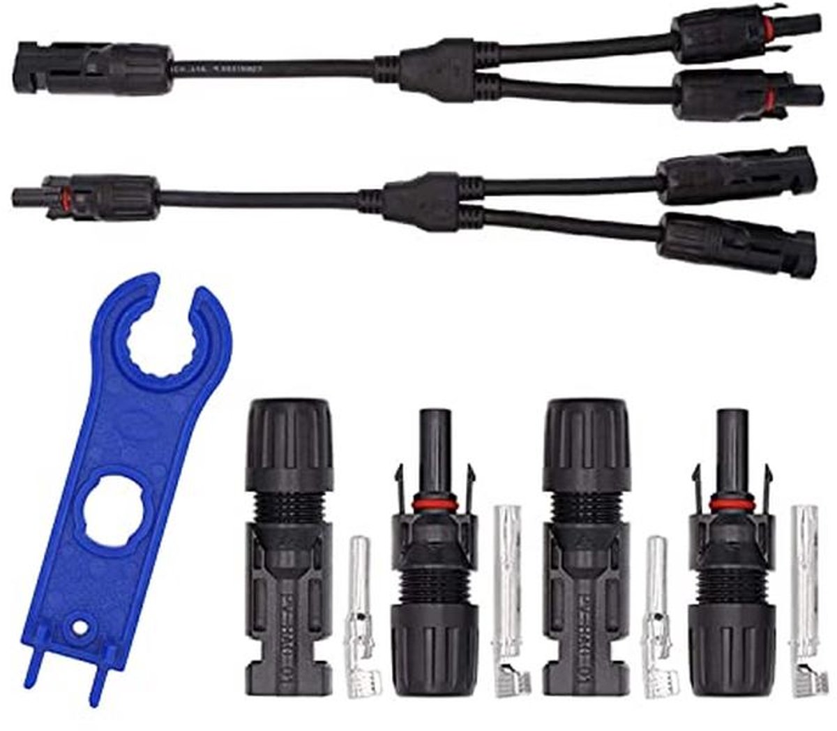Y-connector voor zonnepanelen met moersleutel, IP67, F/M/M en M/F/F - Kabelverbinder voor 2.5mm2-6mm2 zonnepanelen