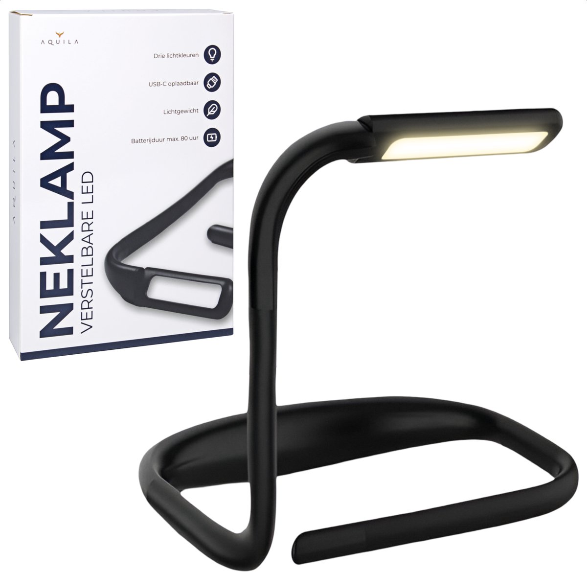 Draagbare Oplaadbare LED-leeslamp, 4-in-1, 3 Helderheidsniveaus Geschikt Voor Lezen Werken En Studeren In De Avond