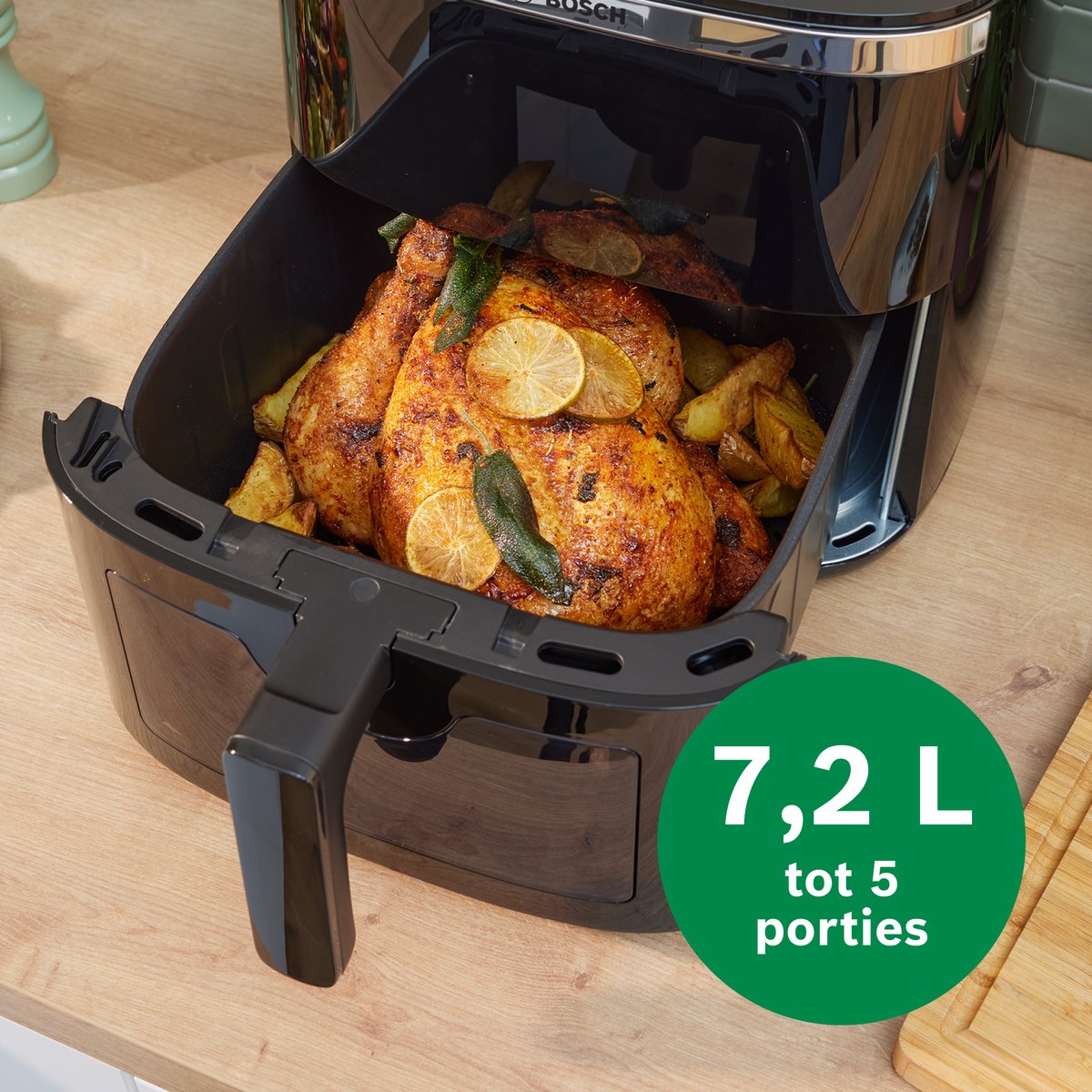 Bosch MAF671B0 Airfryer XXL - Serie 6 - 7,2L - Shake alarm - Kijkvenster - Warmhoudfunctie - 7 programma's - Tot 5 personen - Zwart — afbeelding 3