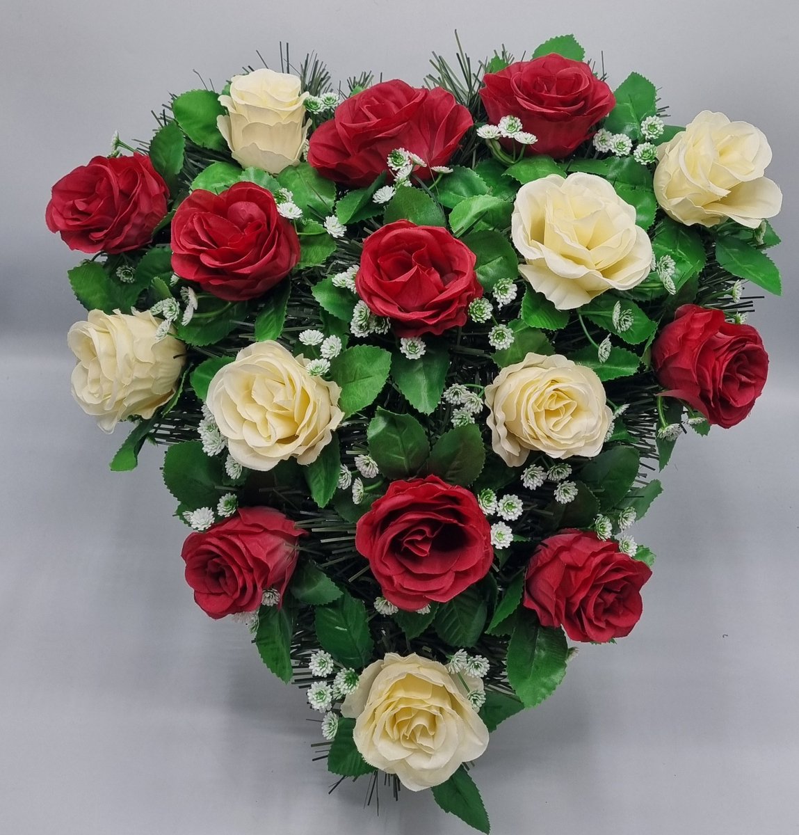 Bloemstuk - W113 05/01 - mix - Hart - Roos - 40cm - Verzwaard - Buigzaam - Grafdecoratie