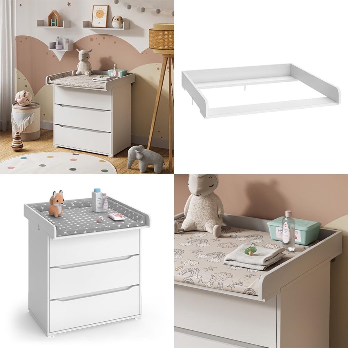 Witte Aankleedopzetstuk 80 cm voor Commode - Veilige Luiertafel Verhoger
