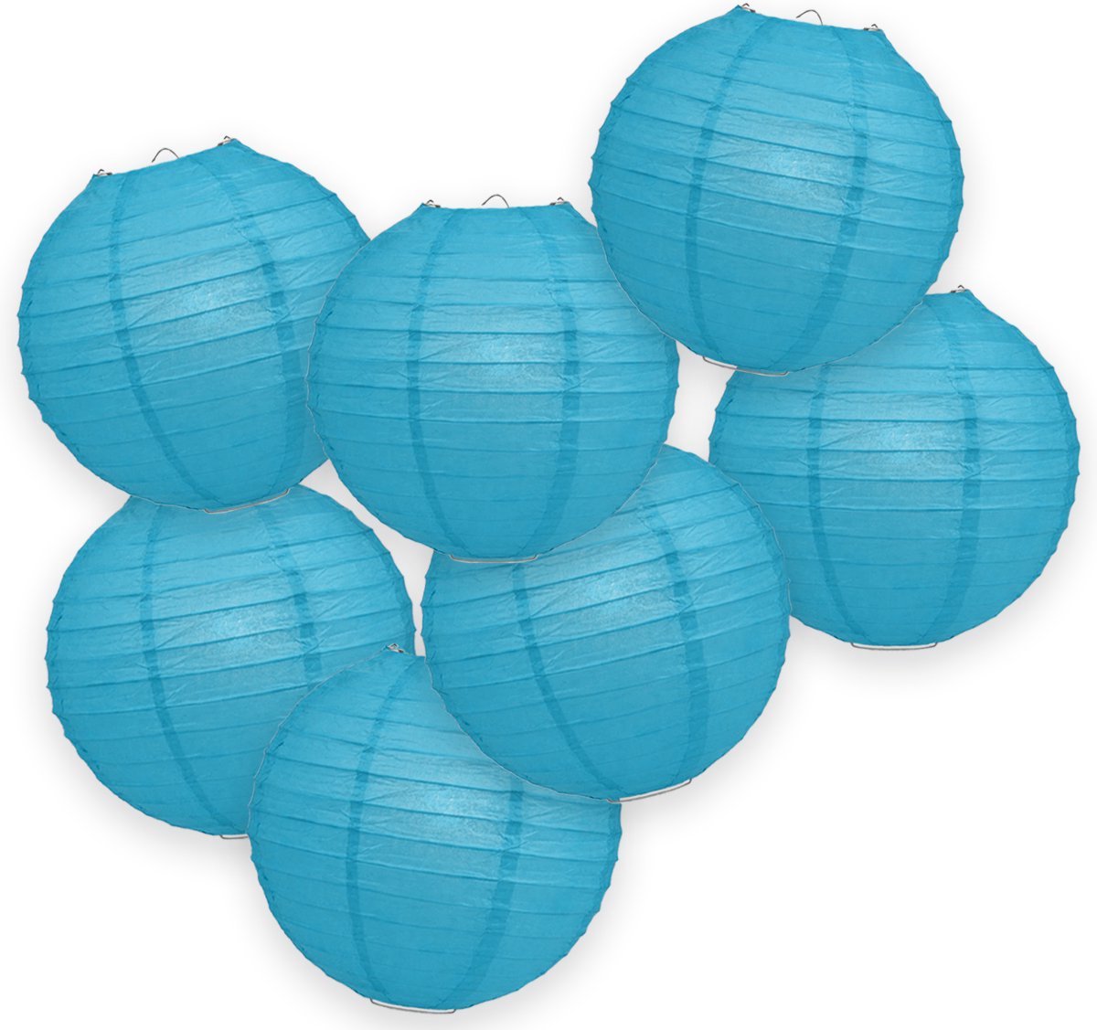 7-set LMPN® papieren lampionnen - babyblauw - 25cm - babyblauwe lampion
