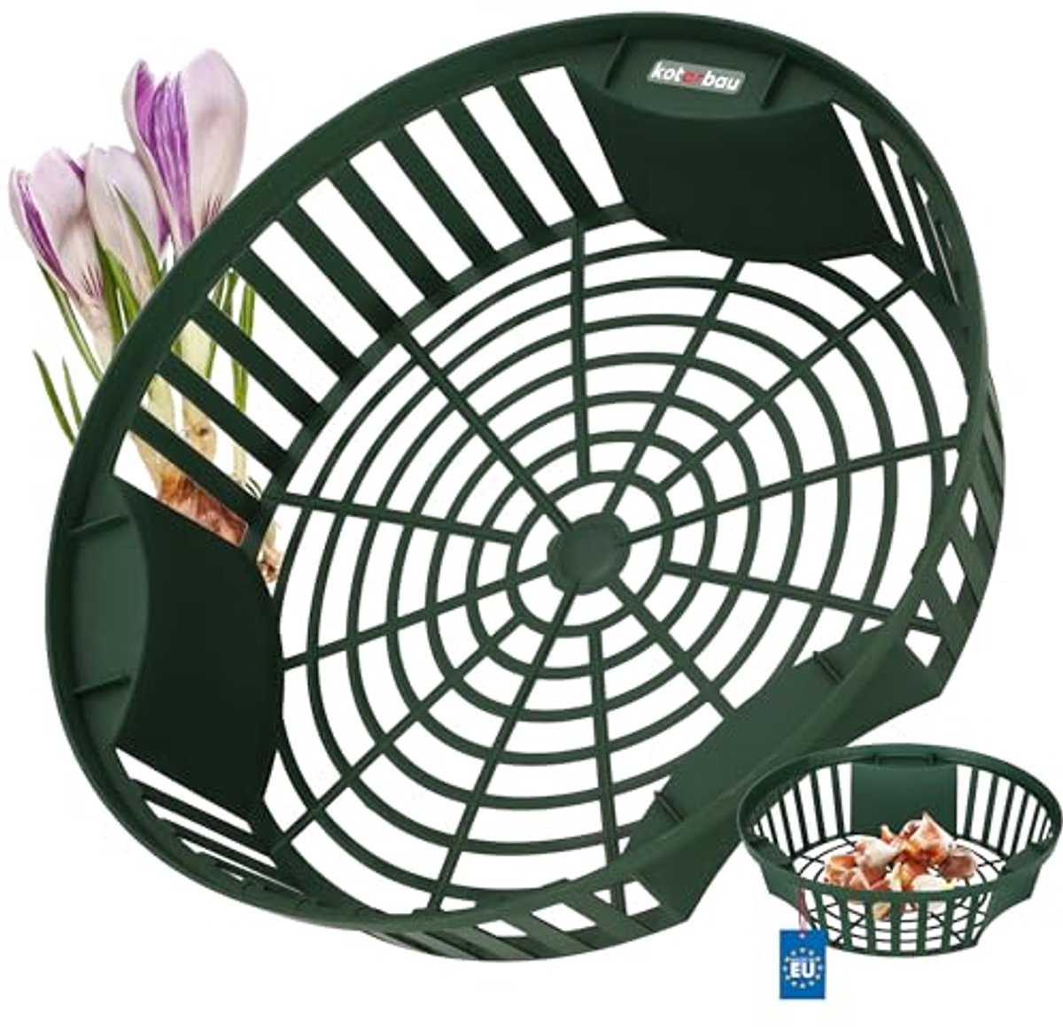 KOTARBAU® Bloembollenmand, ⌀ 265 mm, Groen, Plantenmand Voor Bloembollen, Bollenmanden Rond, Kweekmand van Kunststof, Bloembollen Schaal