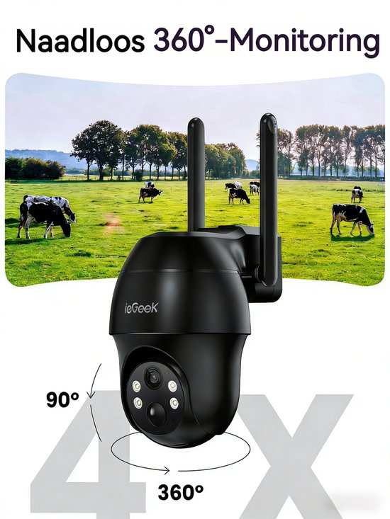 ieGeek S11 4G LTE Bewakingscamera voor Buiten - Buiten Camera met Nachtzicht - 2K UHD - Buitencamera met App - Pan & Tilt - Zonnepaneel - Kleurennachtzicht - Inclusief SIM-kaart - 2 Stuks van ieGeek — afbeelding 5