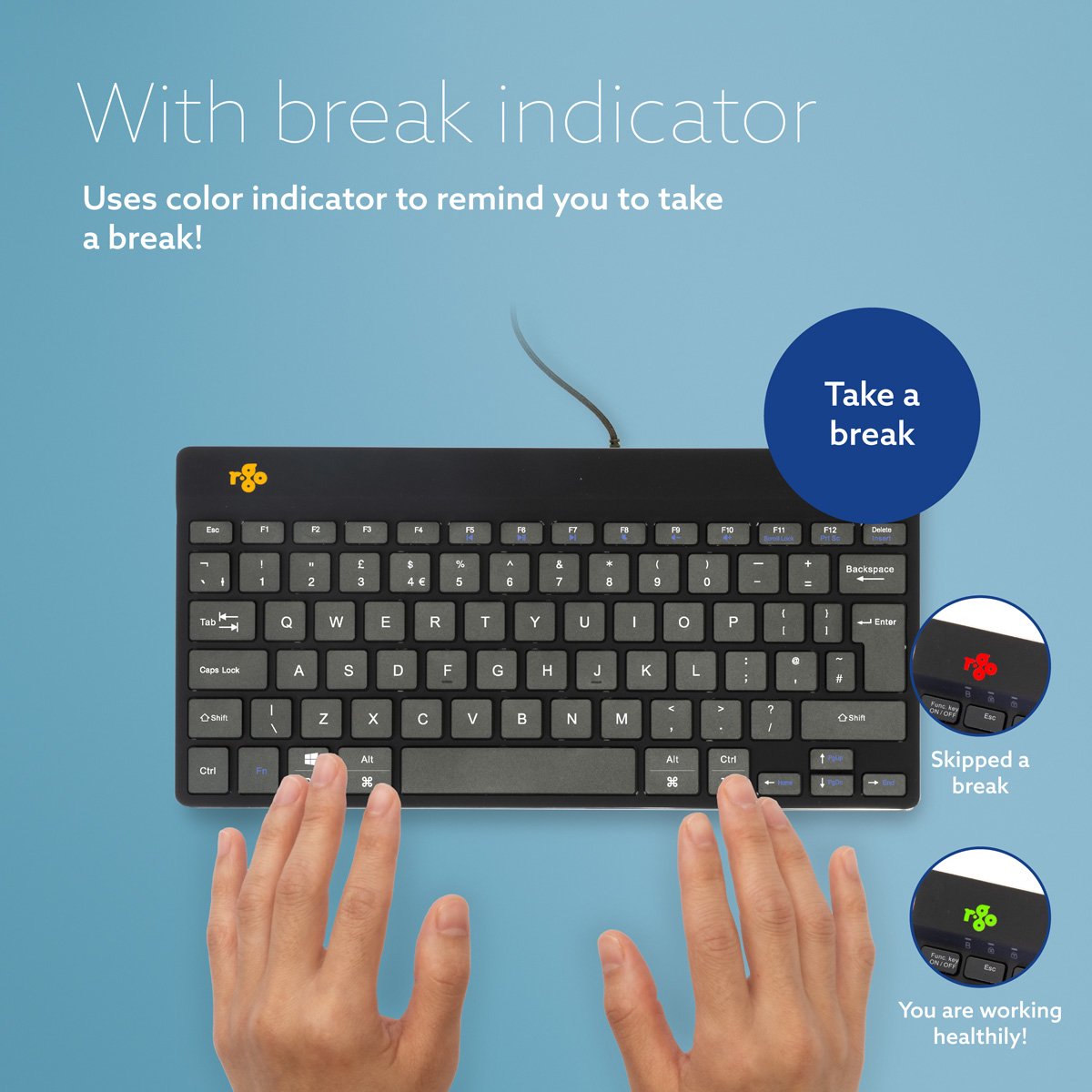 R-Go Compact Break Toetsenbord - Ergonomisch thumbnail 6