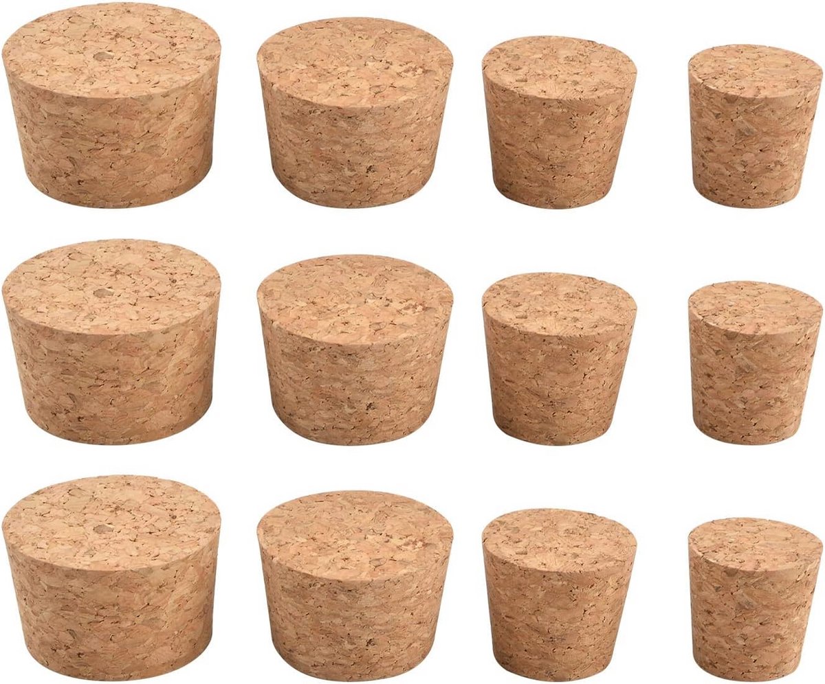 Natuurlijke Houten Kurken Set van 12 - Vier Maten voor Wijn- en Bierflessen