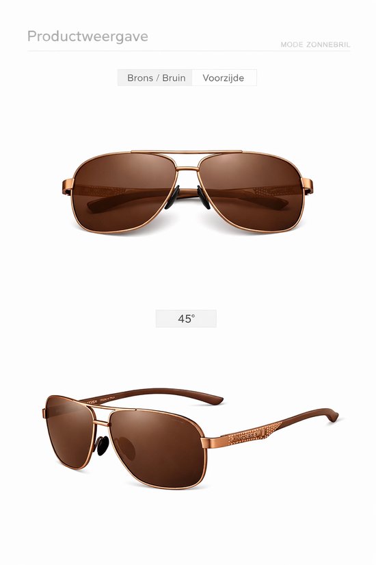 KingSeven Brownstar - Pilotenbril met UV400 en polarisatie filter - Z188 van Kingseven — afbeelding 4