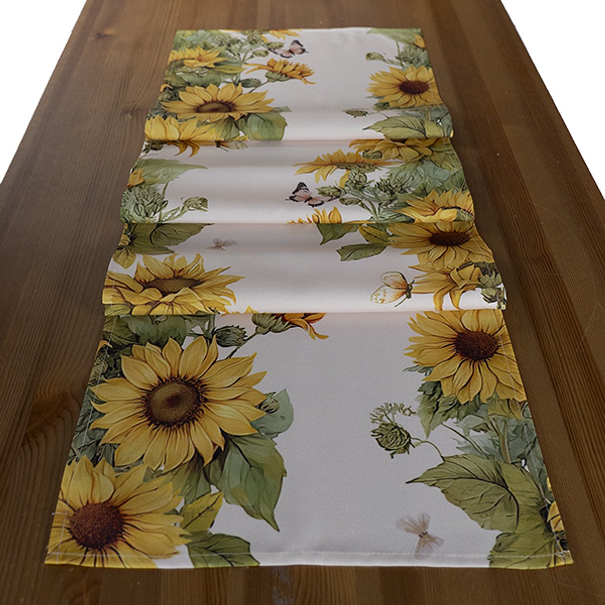 Tafelloper - Bedrukt - Zonnebloemen - Vlinders - Lente - Loper 140 x 40 cm