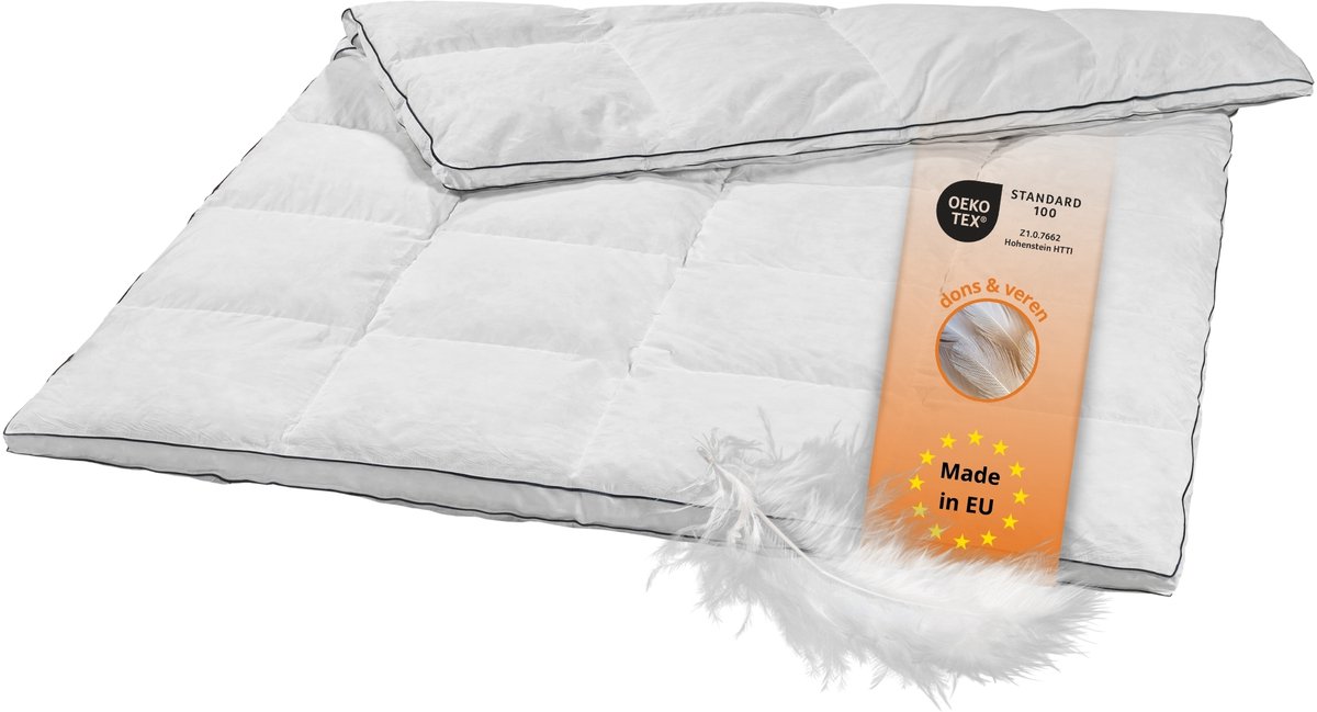 Sleepling donzen dekbed - winterdekbed 155x220 cm - dekbed met 20% dons / 80% veren - als warm dekbed, zwaar verendekbed of winterdekbed - Downpass gecertificeerd - Made in EU - 155 x 220 cm - wit
