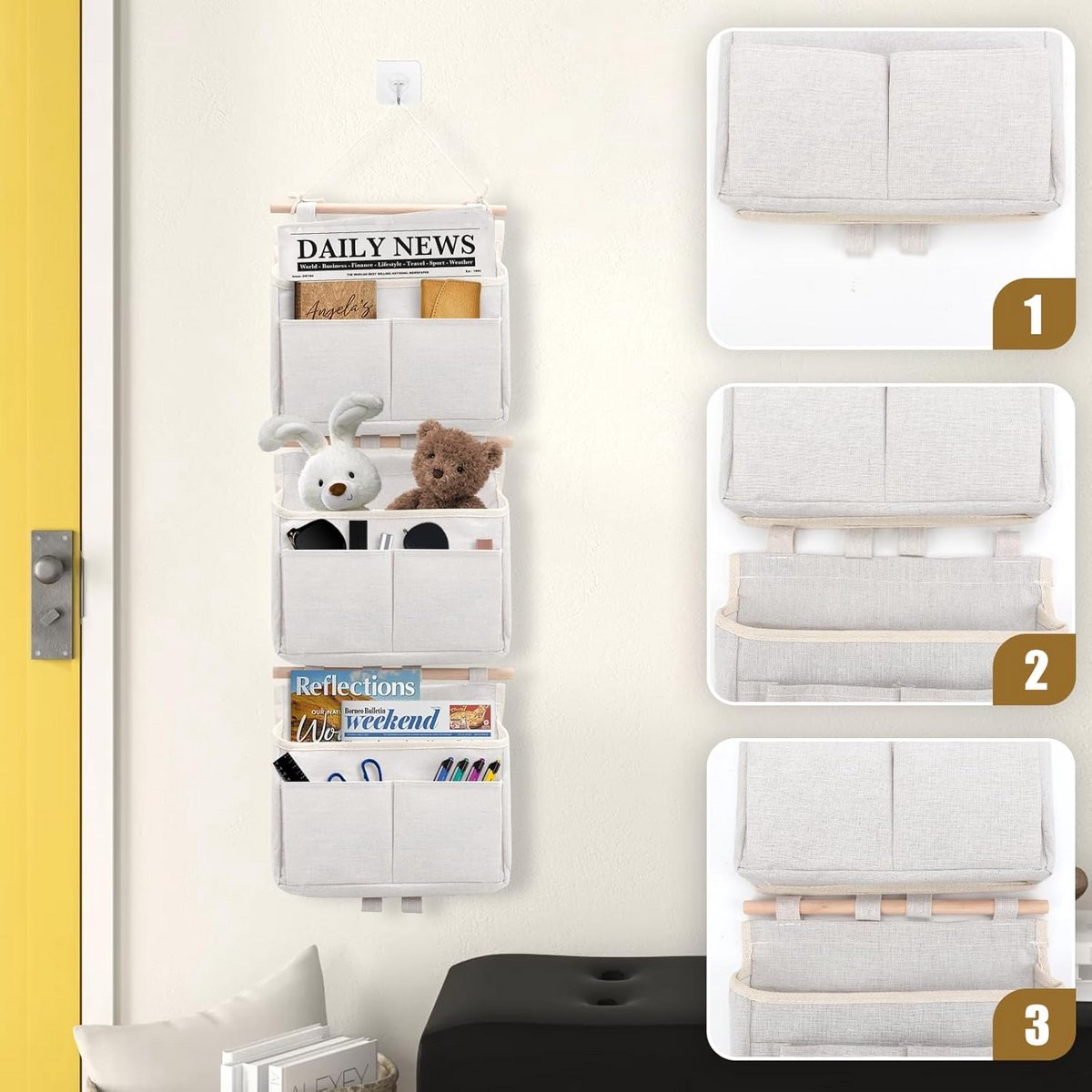 Wandorganizer - Wandopberger - Wandrek - Muurzak - Opbergaccessoire