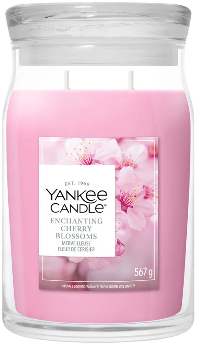 Yankee Candle Enchanting Cherry Blossoms Large Jar - tot 80 branduren Roze