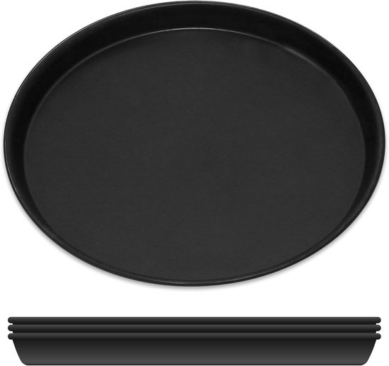 4-delige Set Pizza Bakplaten Ø 32 cm Rond | Hittebestendig tot 400°C | Blauwstaal | Professioneel Bakresultaat