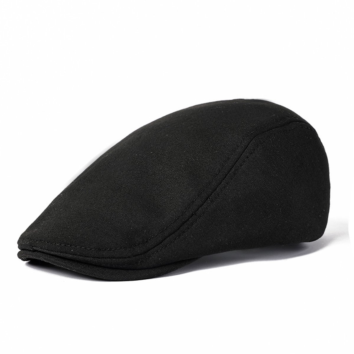 Retro klassieke baret - Katoenen pet in nieuwshoedenstijl - Bestuurderspet - Geschikt voor dames en heren (Zwart)