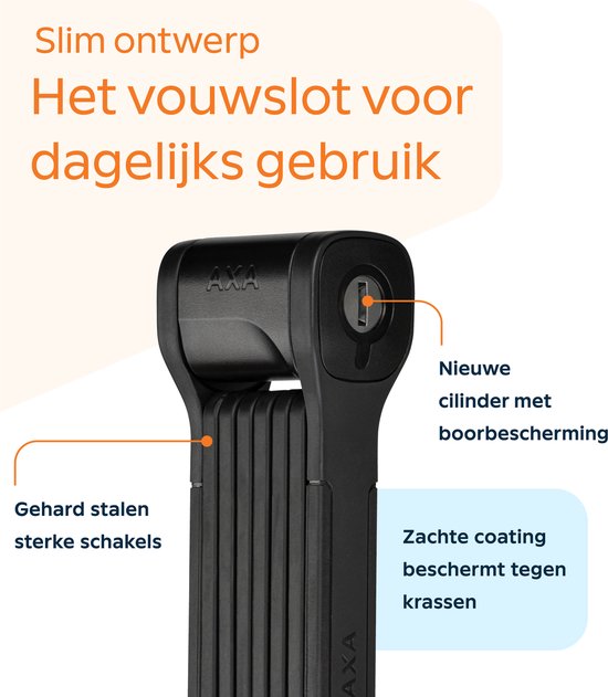 AXA Fold 130 Vouwslot - Hoogwaardig slot voor stadsfietsen en gravelbikes - 130 cm - Vouwslot met houder - Sleutelservice van AXA — afbeelding 2