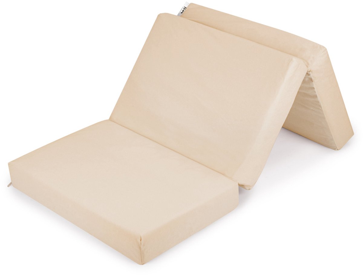 Flumi - Opvouwbaar Kindermatras 120x60 cm - 3-delig Vouwmatras - Afneembare Wasbare Hoes - Geschikt voor Campingbedje - Beige
