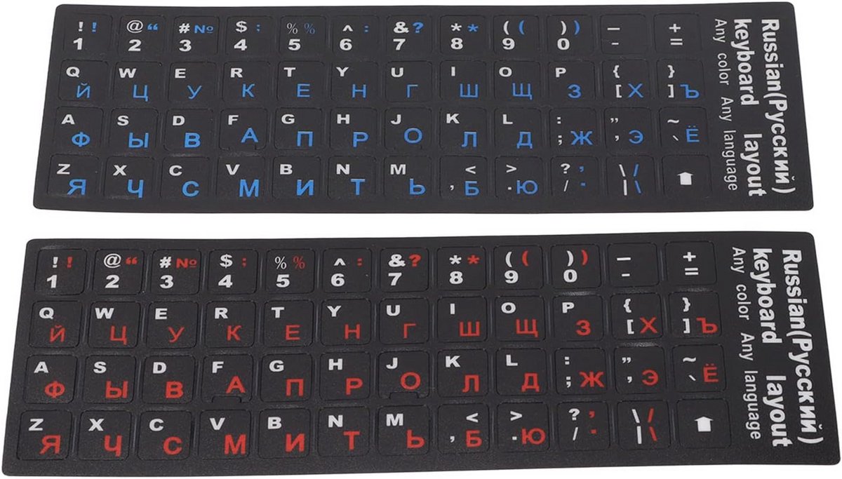 Russisch Toetsenbord Stickerset - Waterdicht & Stofbestendig (Blauw & Rood)