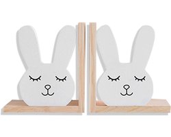 Set van 2 Houten Boekensteunen Konijn - Scandinavisch Design Decoratie voor Kinderkamer en Woonkamer