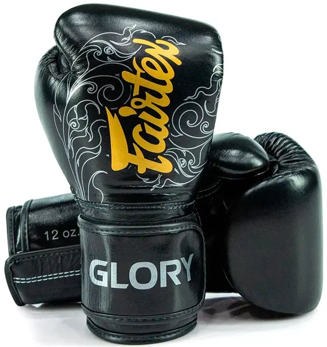 Fairtex x Glory BGVG3 Bokshandschoenen Zwart/Zilver/Goud - Premium Leer - 16 oz