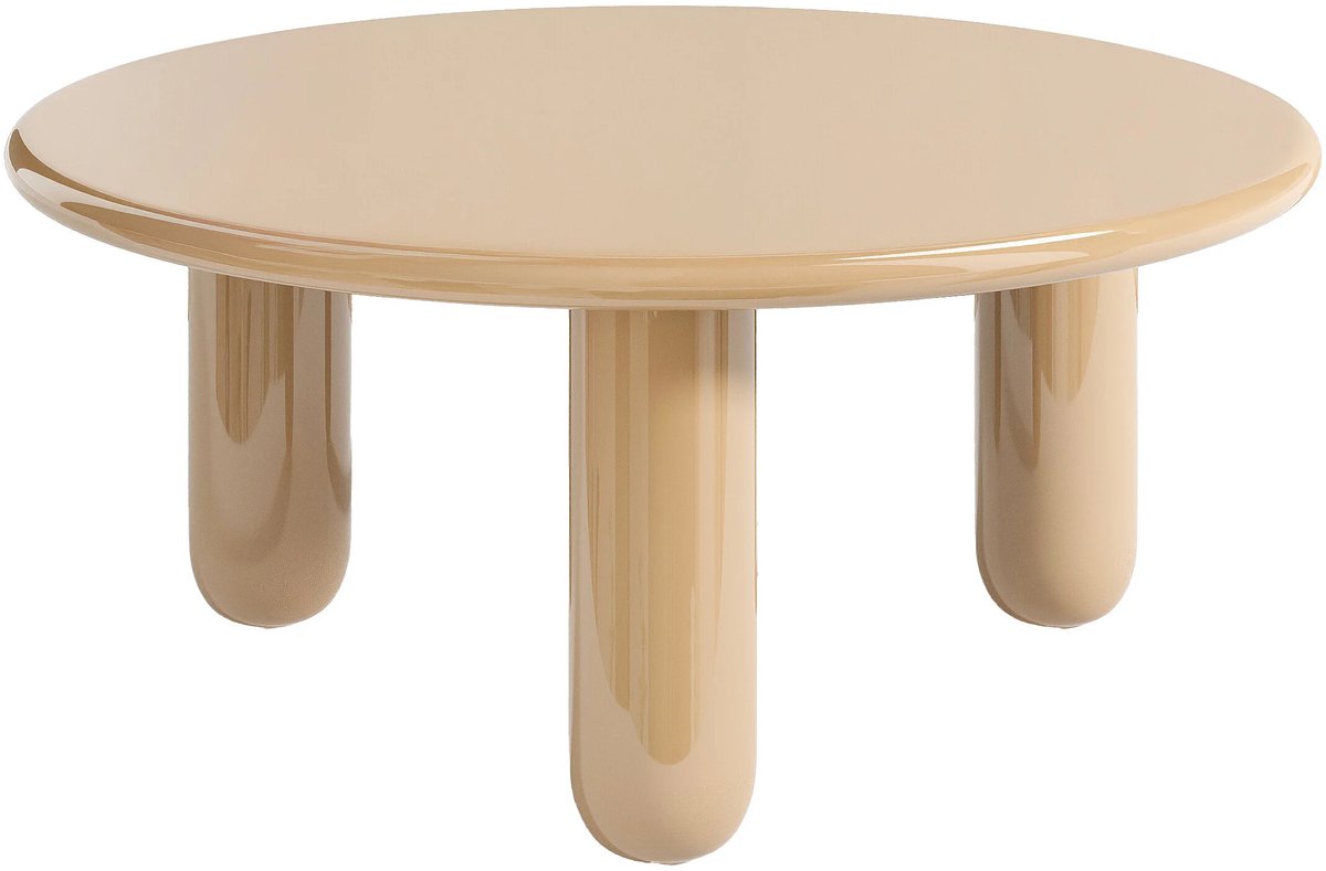Salontafel rond 90x40 cm – Gelakt MDF Beige – Modern Design, Stabiel en Onderhoudsvriendelijk – Abkantoor
