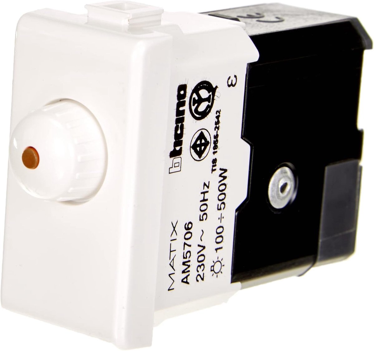 Draaibare dimmer schakelaar wit voor gloeilampen 100W-500W
