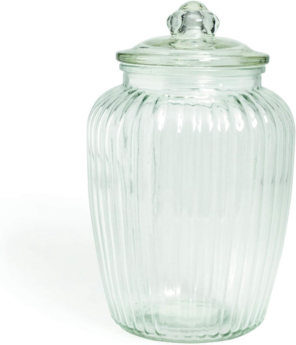 Stijlvolle Vierkante Glazen Pot met Deksel - 15x15x24.5 cm Opslag