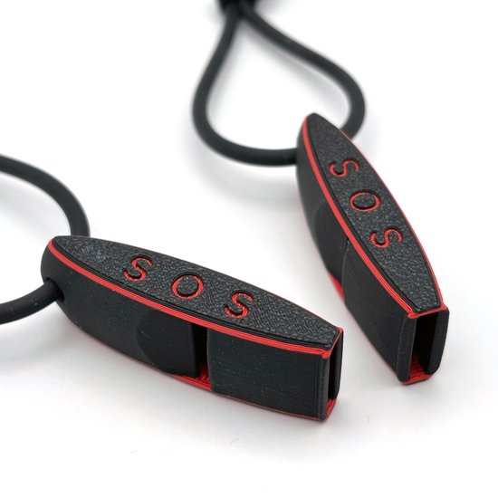 Noodfluitje met sleutelhanger - 2 stuks