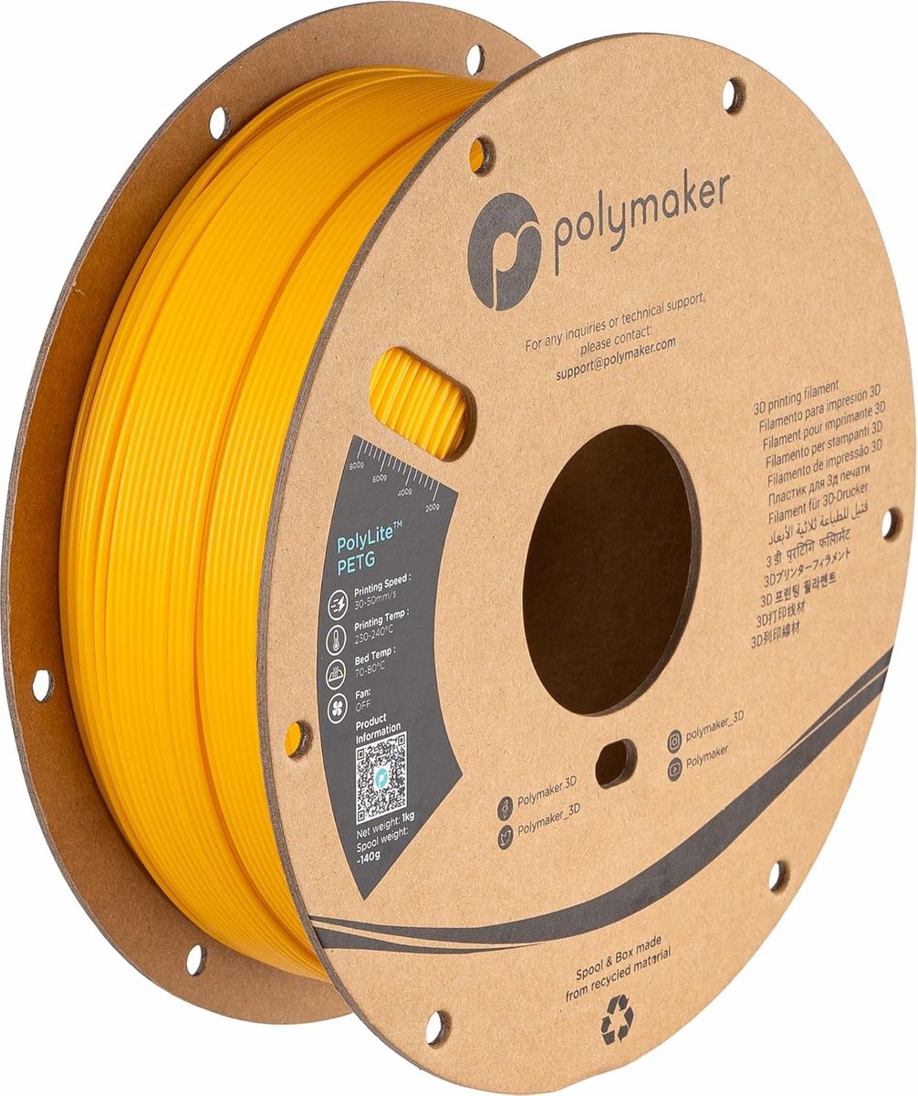 3D Print Filament - PETG Materiaal - Functionele Prints - Hoge Sterkte - 1.75mm 1kg - Geel