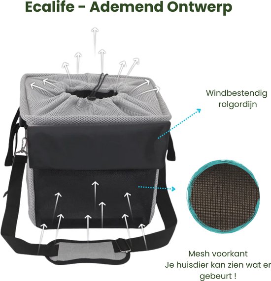 Ecalife Fietsmand voor Hond - 4-in-1 Hondenmand fiets - Schoudertas -Draagtas, Rugzak & Autostoel van Merkloos — afbeelding 4