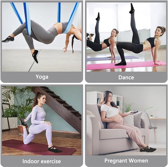 Yogasokken - Antislipsokken - Antislip - Sportsokken - Gesloten teen - Geschikt voor yoga, pilates, dans, blote voeten, ziekenhuis, etc. - Zwart - 2 paar van Merkloos — afbeelding 3