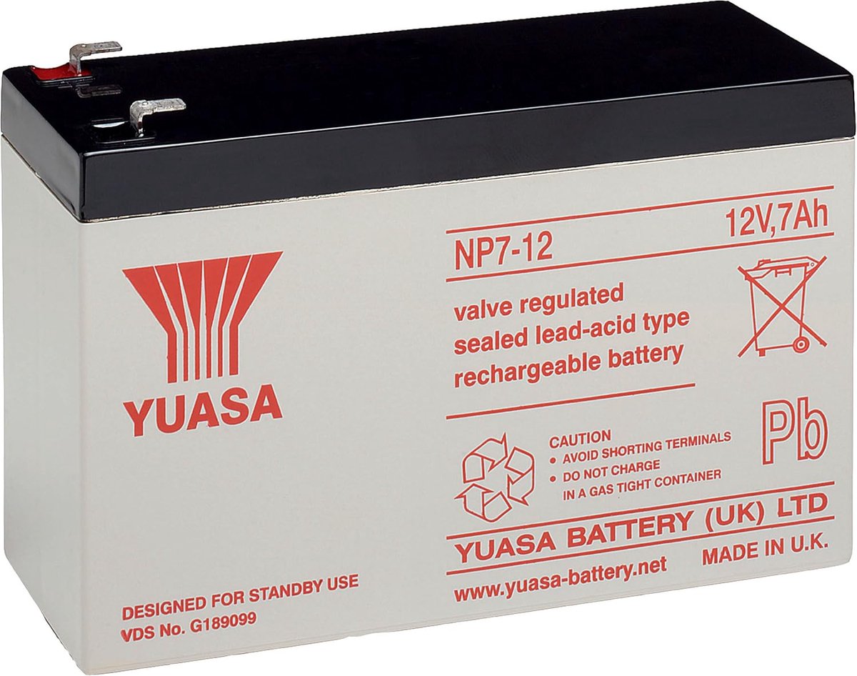 Oplaadbare Batterij - Accu - Veiligheidssystemen - Snelle Connectoren - 12V 7Ah