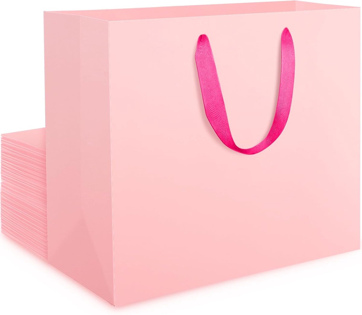Cadeauzakjes met handgrepen - Roze kraftpapier 250gsm - 32x11,5x28cm
