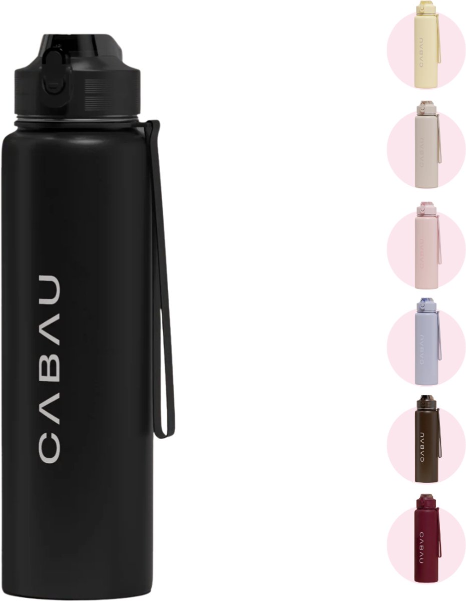 Cabau - Bloom Waterfles Staal - Black
