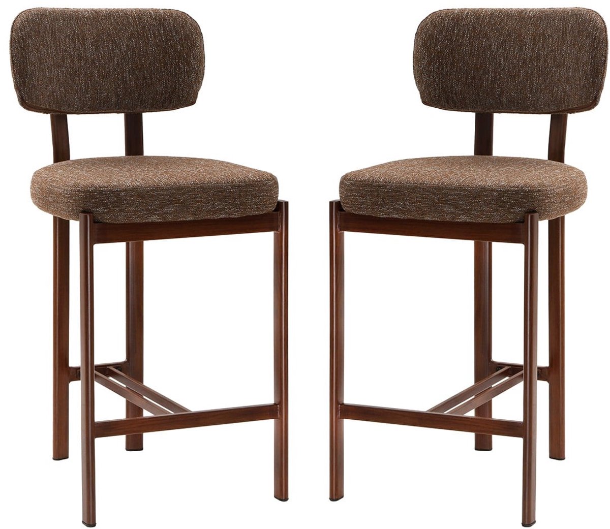 CALICOSY - Set van 2 krukken met stoffen bekleding, poten met houtlook H92 cm - MARLA