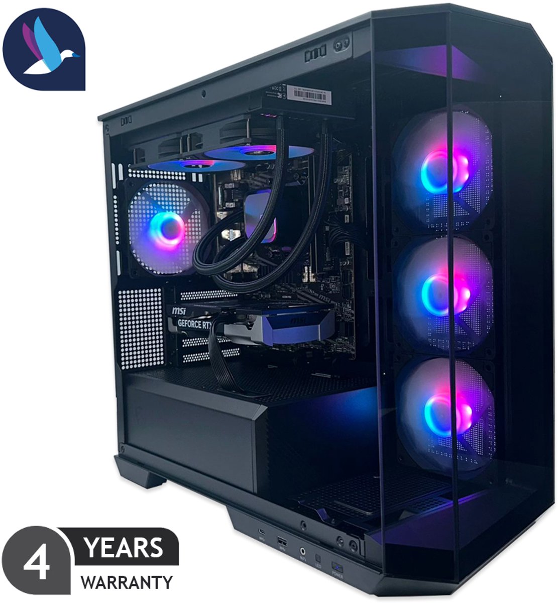 MSI Pano Gaming PC - AMD Ryzen 7 9700X - NVIDIA RTX 5070 Ti - 32 GB RAM - 1 TB SSD - WiFi - BT - Waterkoeling