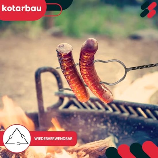 KOTARBAU® 5 Stuks Grillspiesen, Staal, 100 cm, Spiesen met Houten Handvat, met Haak, Lange Spiesen, Kampvuur Vork, Stevige Grillspiesen van Merkloos — afbeelding 3