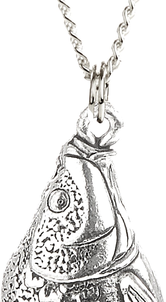 Vis Hanger Spiegelkarper + Ketting Zilver 50 cm (Heren) Vishanger Zilveren Karper Halsketting Vissen — afbeelding 3