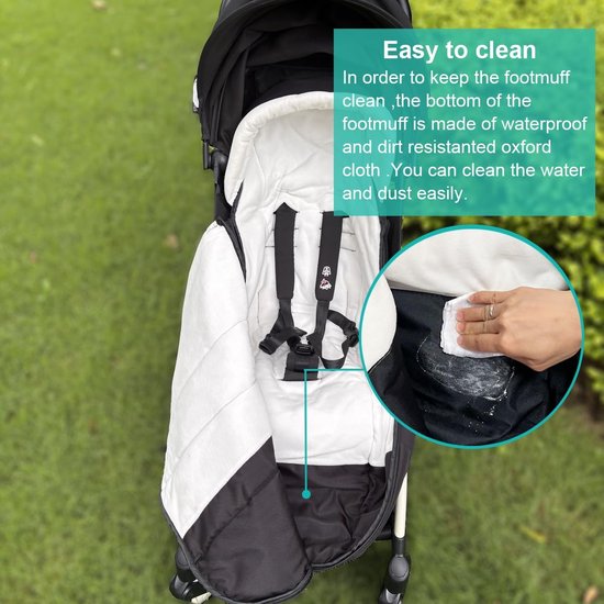 Voetenzak Kinderwagen - Babyzak Dekje - Warm Houden Baby - Waterdichte Basis - 90 x 45 cm - Zwart — afbeelding 3